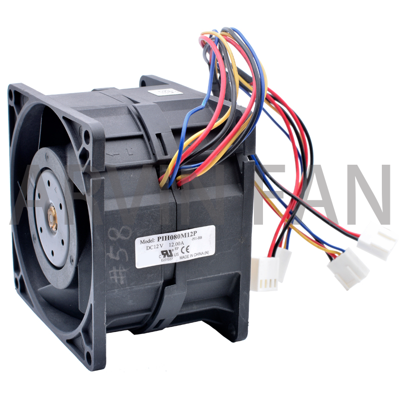 Ventilador de refrigeração de alta pressão para chassi de servidor, ultra-alta velocidade, 4 fios, PIH080M12P, 80mm, 80x80x56mm, DC 12V, 12.00A