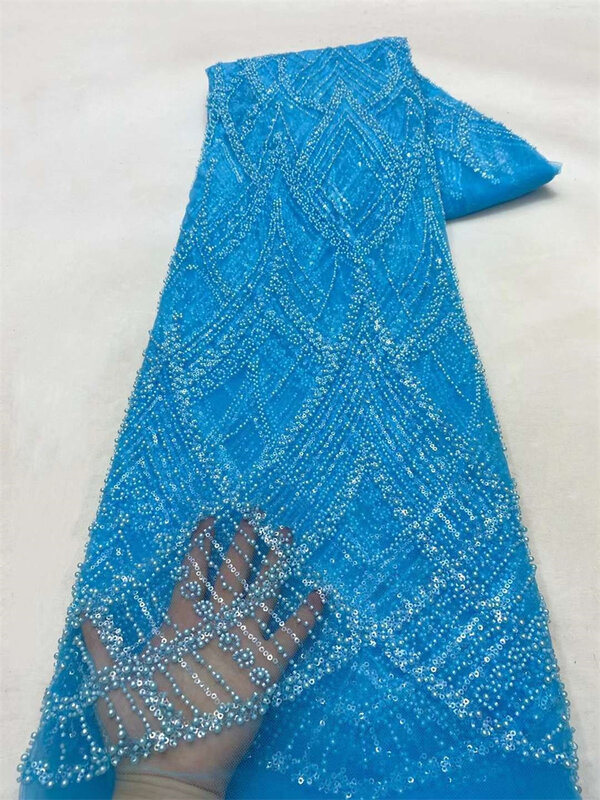 Telas de encaje con lentejuelas africanas y francesas, Material de vestido bordado de novio nigeriano con cuentas de alta calidad para costura de fiesta, 2024