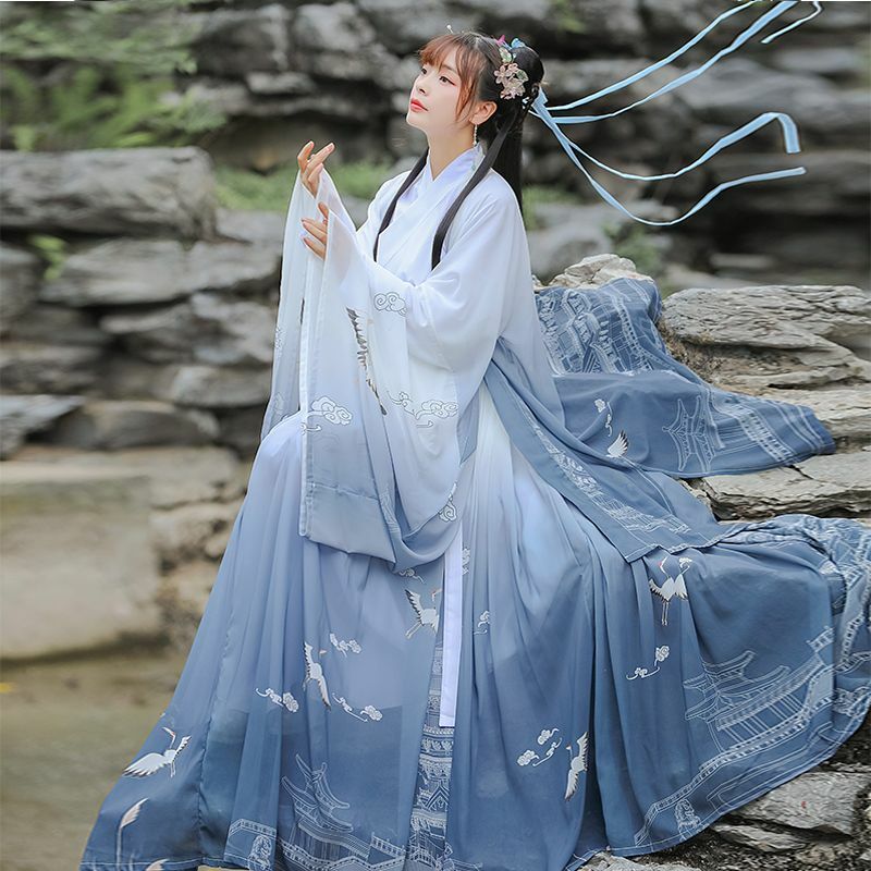 Chinese Song Traditional Princess Hanfu Dress Suit Women Thin Embroidery Cosplay Fairy Ancient Clothes Lady Vintage Dance Party