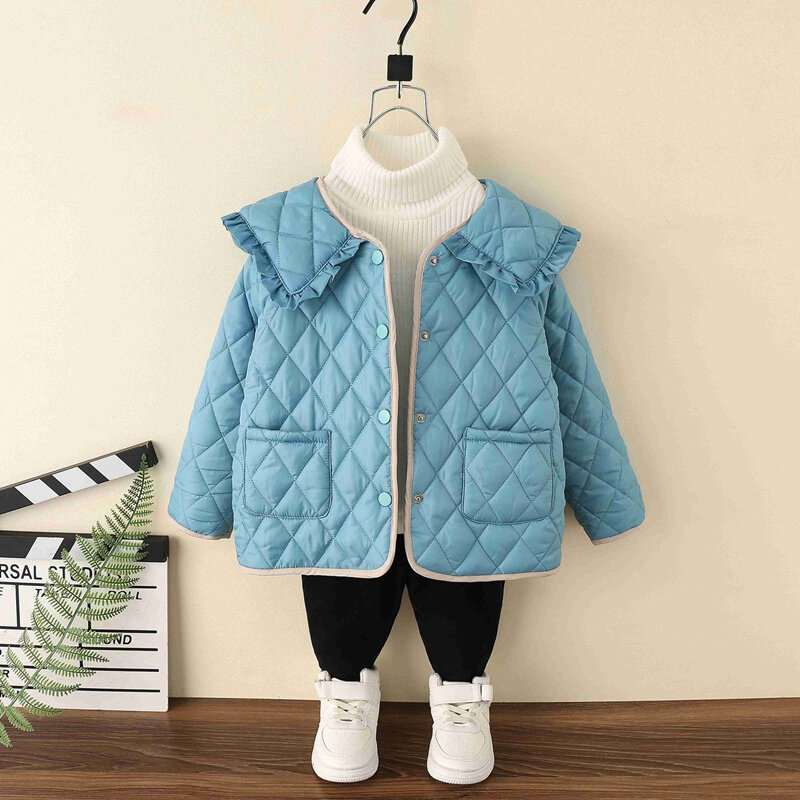 Детский пуховик для девочек, куртка, хлопковое пальто 2022 синего цвета, Утепленная зимняя спортивная одежда для подростков