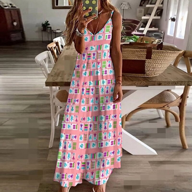 女性のためのエレガントなノースリーブドレス,ピンクのドレス,夏,2024