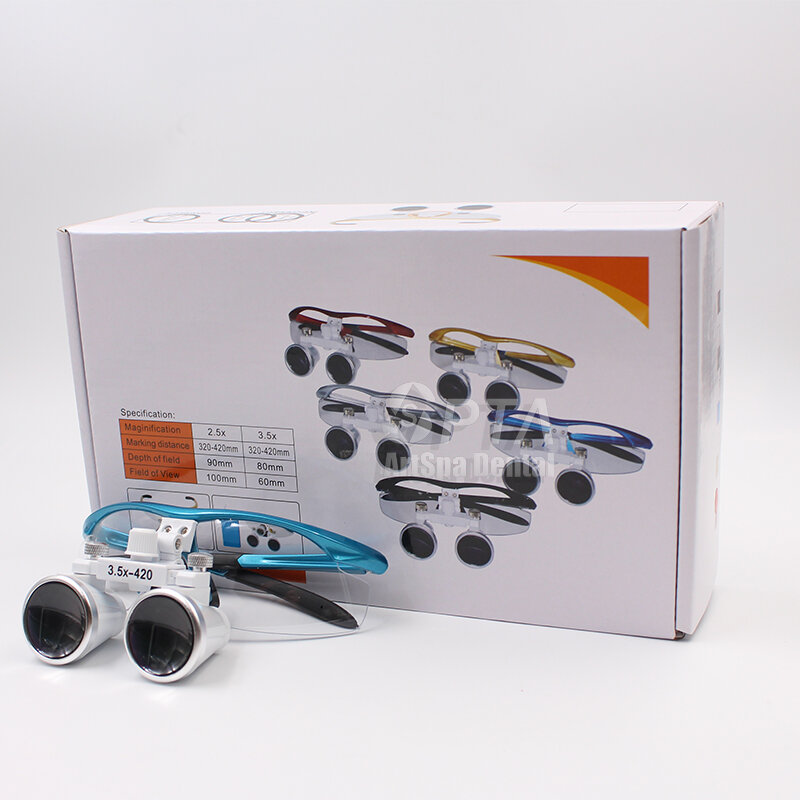 Dental 3.5X420mm Loupes Magnification Binocular Headlight Clear Headlamp Medical Portable Dentist Clinic