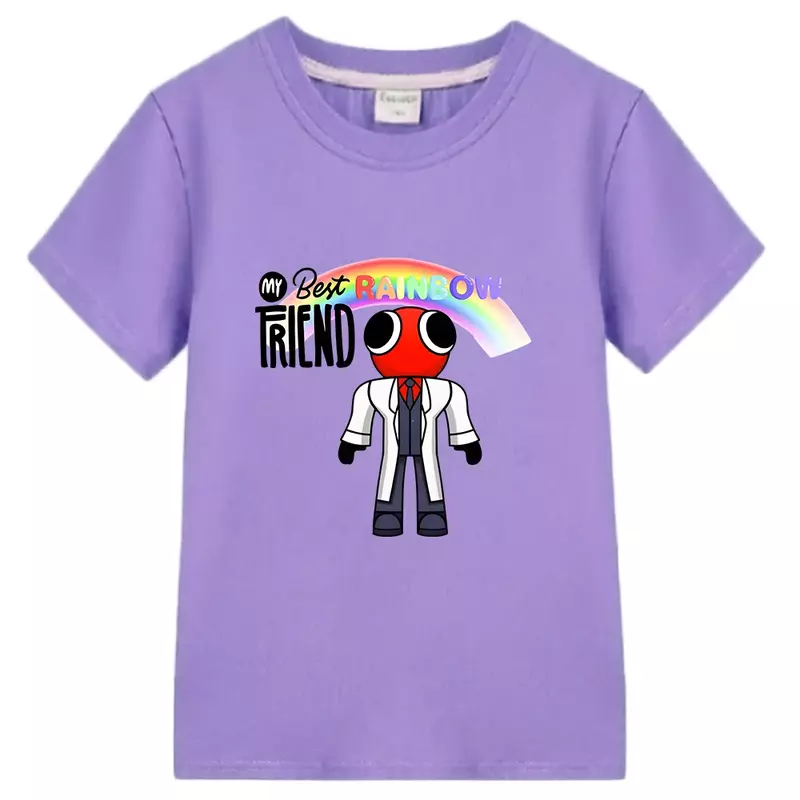 Camiseta de arcoíris Friends para niños y niñas, camiseta de manga corta 100% de algodón, camisetas cómodas de verano, camisetas con estampado de dibujos animados Kawaii