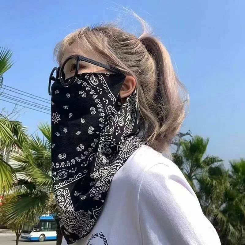 Masker paparan matahari Pria Wanita, gaya Punk leher wajah UV perlindungan telinga syal Hip Hop olahraga luar ruangan bersepeda Bandana syal musim panas