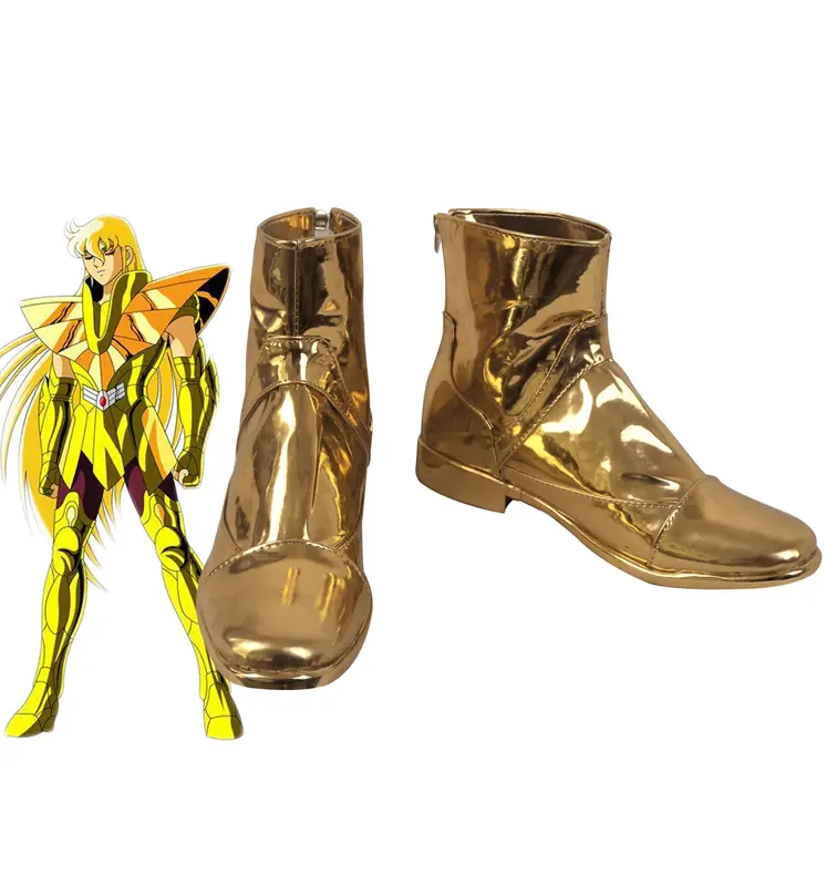 Saint Seiya Shaka أحذية تنكرية ، أحذية ذهبية ، مصنوعة خصيصًا ، أنيمي ، للجنسين