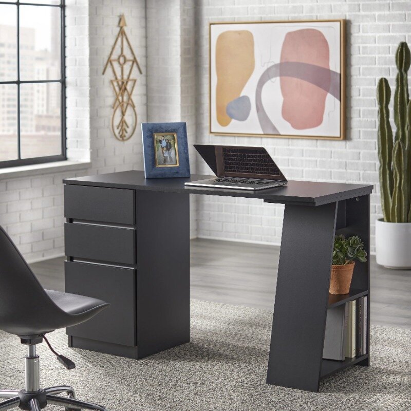 Como-Schreibtisch mit 3 Schubladen, schwarzen Schreibtischen