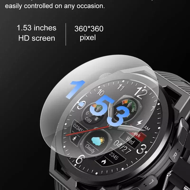 N18 Smartwatch com fone de ouvido Bluetooth, 1,53 ", TWS, 2 em 1, fone de ouvido duplo, 4G, memória grande, música local, fone de ouvido