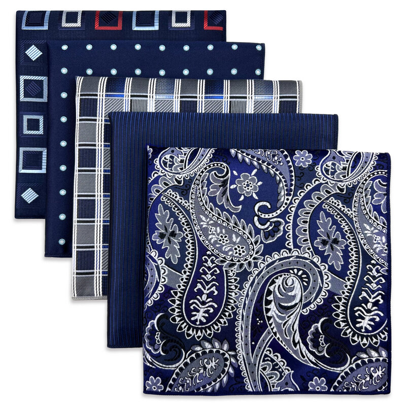 2024 New 5 Pieces Assorted Fashion Mens Pocket Square Classic Handkerchiefs Wedding Fashion Formal Bundle