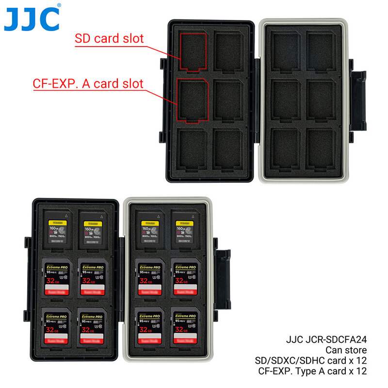 JJC – étui étanche pour carte SD et SDHC/SDXC, étui de Type A, accessoires photographiques pour 12 cartes SD/SDHC/SDXC et 12 cartes de Type A