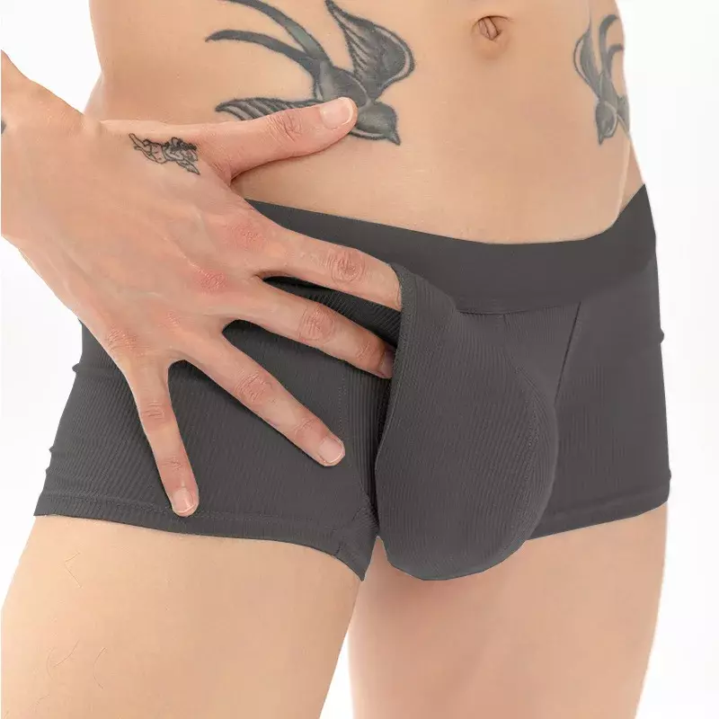 Shorts de boxer fisiológico escrotal para homens, cuecas respiráveis, roupas íntimas masculinas, sexy bolsa de cápsula espacial, calcinha separada