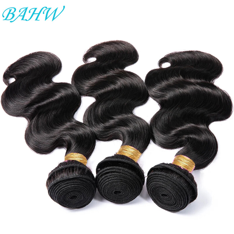 Rambut BAHW bundel rambut Brasil rambut manusia gelombang tubuh bundel rambut tanpa proses 12A Virgin ekstensi rambut untuk wanita