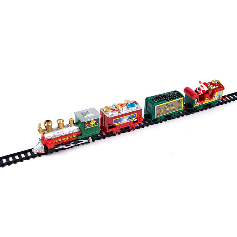 Bożonarodzeniowy elektryczny wagon kolejowy klocki do budowy zestaw torów wagon kolejowy transportu zabawki ceglany pociąg prezent bożonarodzeniowy