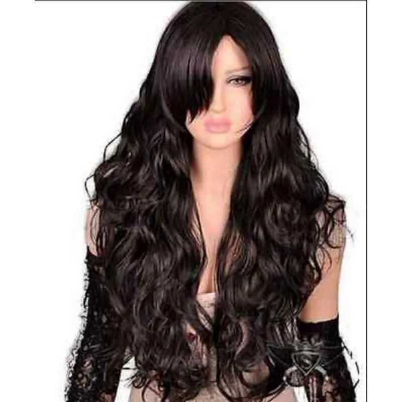 Peruka falowane długie włosy kobiety syntetyczne pełne peruki na przyjęcie