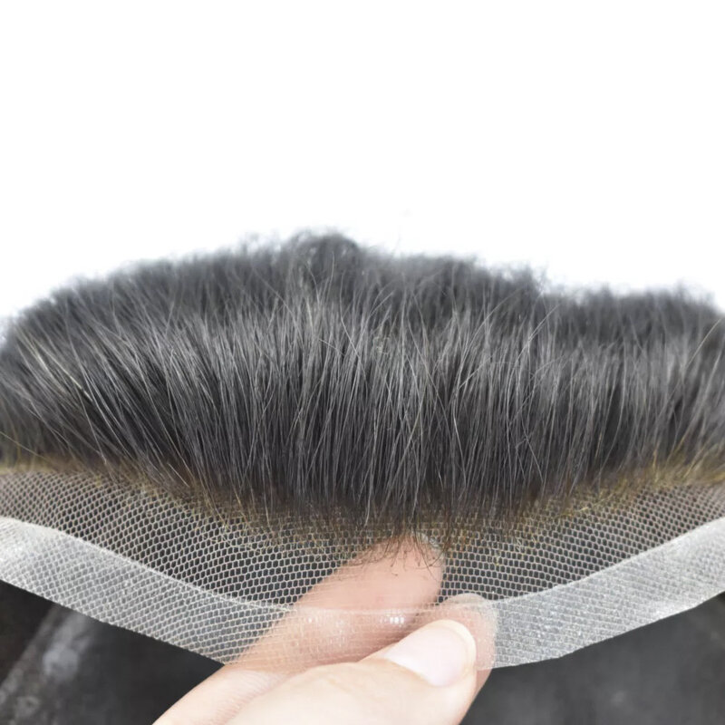 Men Toupee Pu Skin 0.03mm-0.04mm Men's Capillary Prothesis V Loop Wig Man 100% Human Hair Replacement System Hairpieces Male Wig