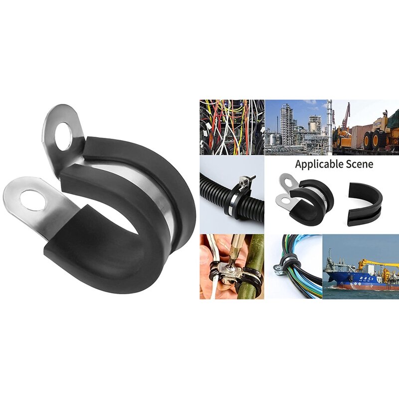 22 Pcs Stainless Steel Cable Clamp,Rubber Cushioned Insulated Clamp,Tube Holder For Tube,Wire Cord Installation