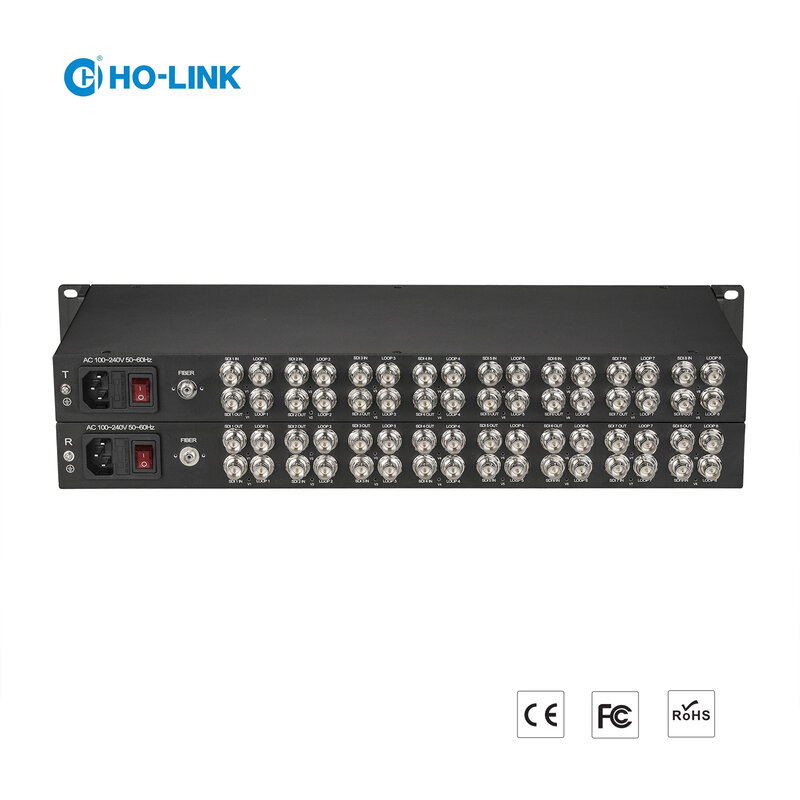 Conversor de fibra óptica bidirecional, Vídeo 3GSDI, Fibra única, Modo único, 3G-SDI, 8 canais