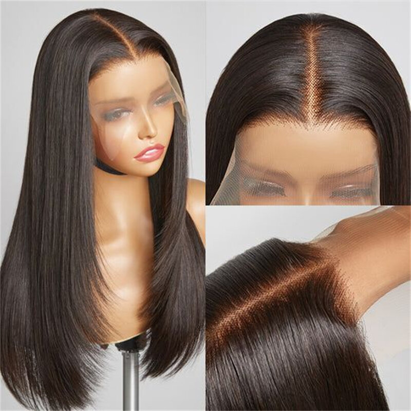 Raw Glueless Lace Front Wig, cabelo humano cru perucas, desgaste e ir