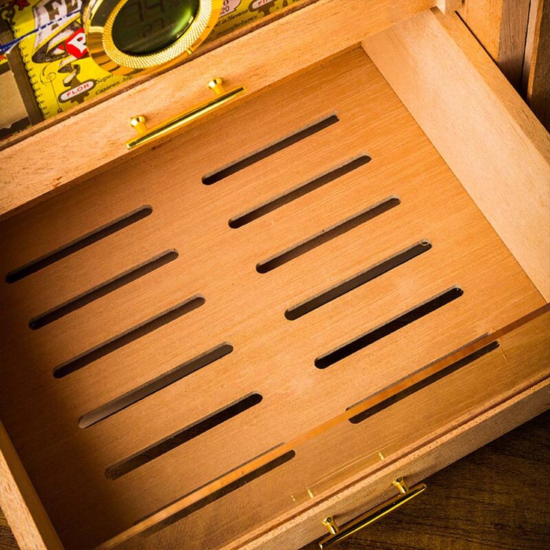 Armadietto per sigari in legno espositore per sigari scatola idratante piccolo armadio per sigari finestra di prospettiva cedro