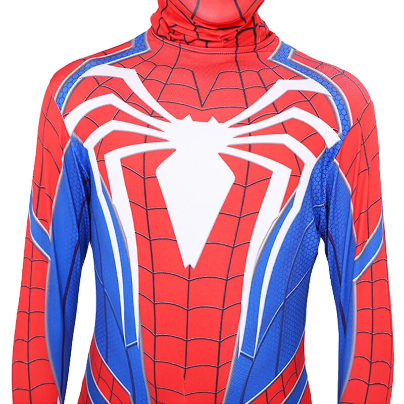 Game PS4 Spiderman Cosplay Costume Superhero Zentai Suit Spider Man Bodysuit Halloween Costume Mask JumpSuit For Kids/Adult