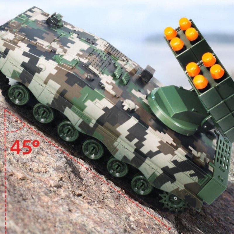Carro armato telecomandato oversize battaglia pista di simulazione elettrica ricaricabile auto giocattolo cannone Missile auto regali di compleanno per bambini