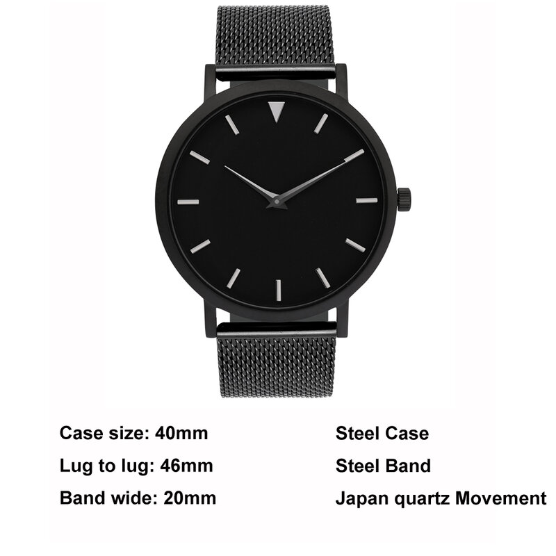 Zegarki damskie czarny skórzany pasek 2 lata gwarancji zegarek 316L ze stali nierdzewnej prosta tarcza zegary