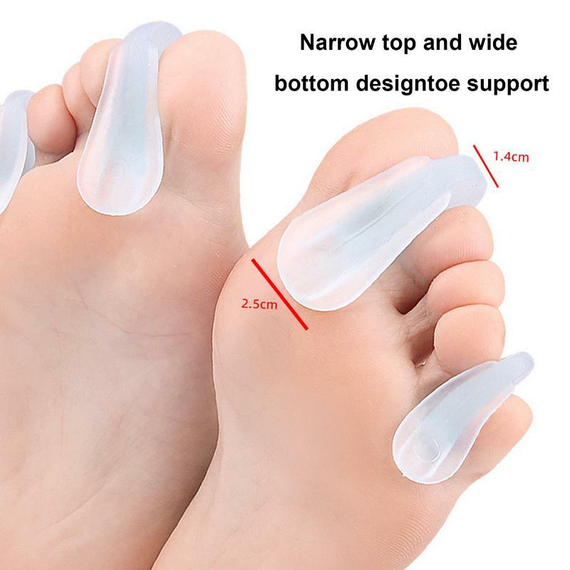 Pemisah jari kaki silikon nyaman berbentuk A lembut pemisah jari kaki Spacer jari kaki fleksibel untuk tumpang tindih jari kaki lebih baik