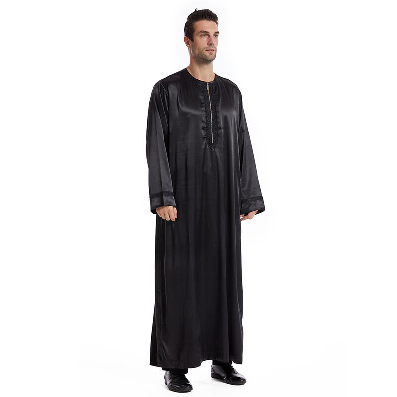 Мужское платье макси на молнии спереди, одежда в стиле Саудовской Аравии, мусульманская абайя, кафтан, Дубай, джубба, Тобе