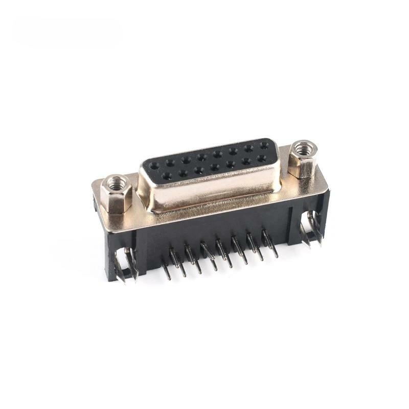 DR15 male/female 90 degree double row solder board plug socket plastic metal interface plug
