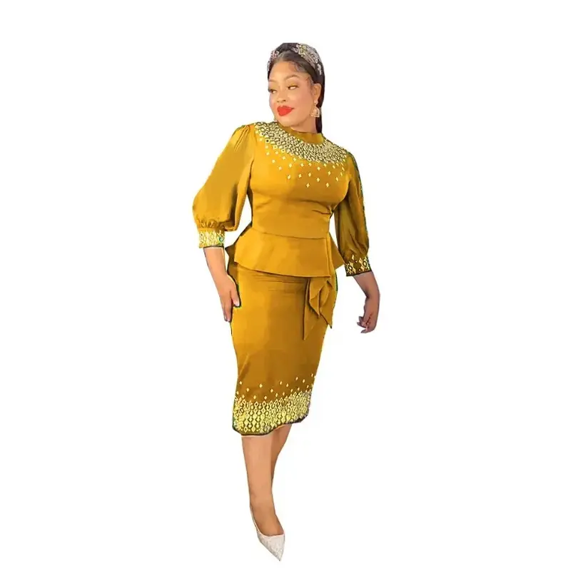 Robe de Soirée Africaine pour Femme, Tenue Élégante à Demi-Manches, en Polyester, Dashiki, Vêtements Africains, Printemps 2024