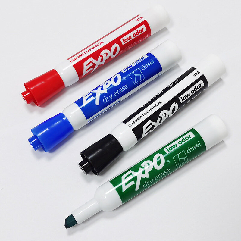 Sharpie-marcadores de borrado en seco de bajo olor, marcadores de escritura de tablero blanco de aceite, punta de cincel, EXPO, cada Color, 4 piezas