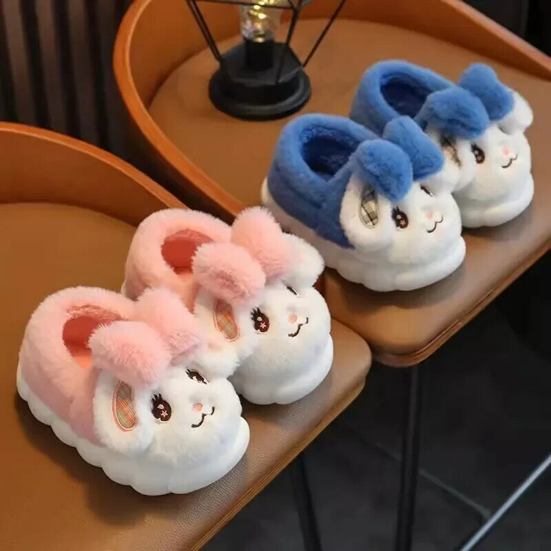 Baby Toddler Winter Slippers Children Cute Cartoon Rabbit Home Slipper Kids Indoor Warm Plush Slides Child Floor Shoes for Girls