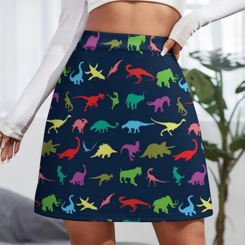 Яркая мини-юбка с динозавром, короткая юбка для женщин, трендовая Женская юбка 2023