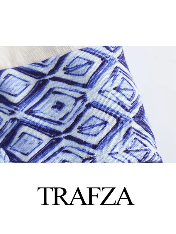TRAFZA-Mini Jupe Chic à Lacets pour Femme, Imprimée avec Nministériels d Décoré, Style Rétro, Plage, Taille Haute, Slim, Rue, Y2K, Été