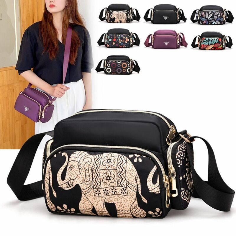 Цветочная сумка через плечо, модная нейлоновая сумка-мессенджер с несколькими карманами, женская сумка для телефона