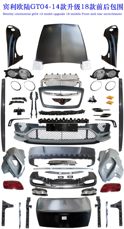 GT Front Bumper Body Kit with Grill para Bentley Continental, Upgrade GT Kits, 2016, 2018, 2022, nova chegada