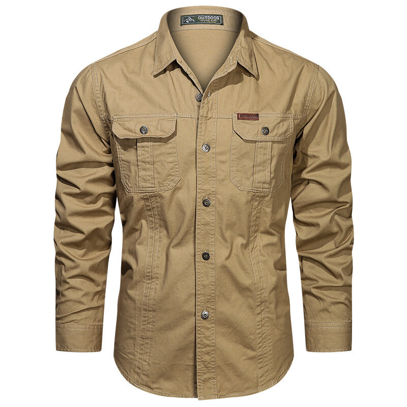 Primavera autunno camicie uomo manica lunga Casual camicia di cotone di alta qualità Camisa Militar Overshirt abbigliamento di marca camicette all'aperto