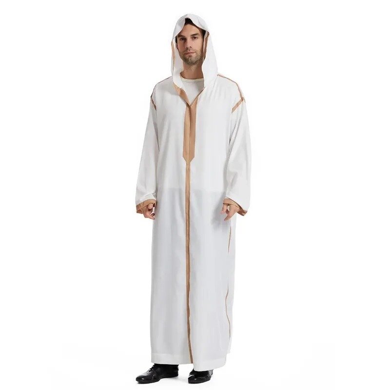 Eid Muslim Men Jubba Thobe Mens Hooded Long Dress Islamic Ramadan Long Robe Saudi Musulman Wear Abaya Caftan Dubai Arab Dress