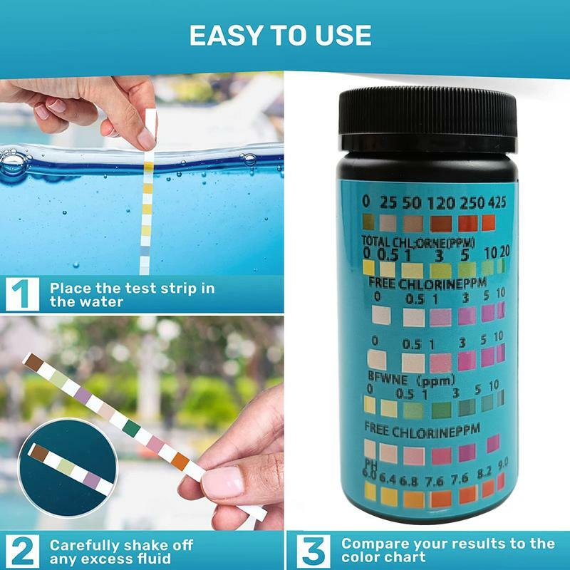 Spa Test Strips Spa And Pool Strips For Salt Water 100 Strips Pool And Spa Test For PH Water Hardness Test Kit For Hot Tub