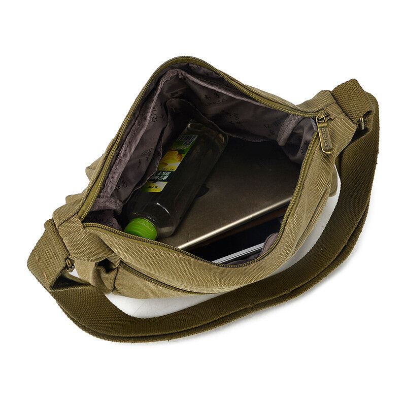 Men's Retro Canvas Shoulder Bag Multi Functional Practical Tool Kit for Unisex Versatile Multi Pocket Crossbody Sling Bag