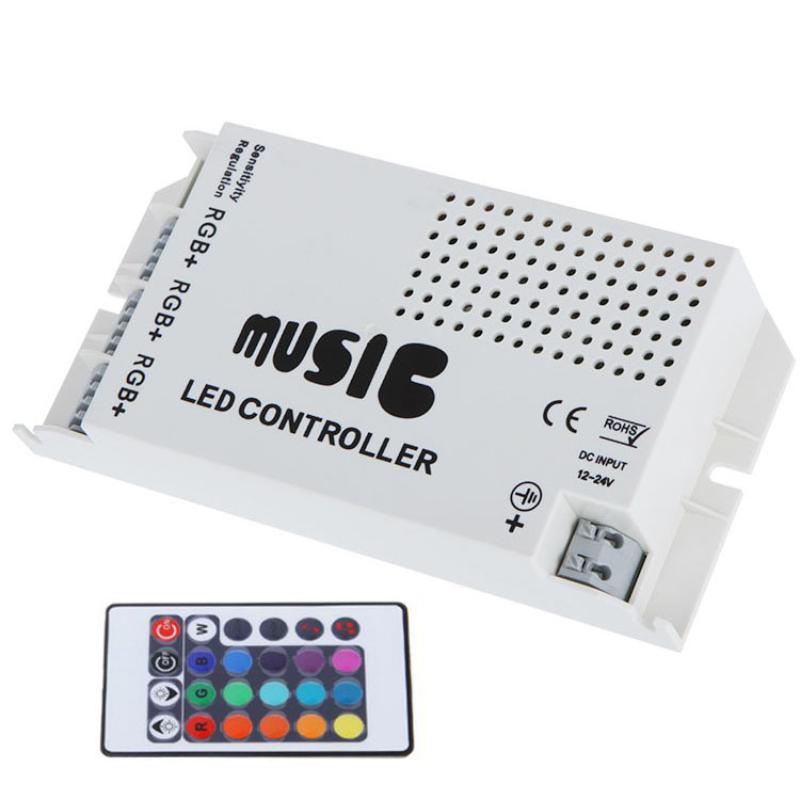 적외선 무선 원격 제어 24 버튼 음악 조정 가능한 사운드 수신, RGB 7 색 LED 라이트 바 오디오 음성 컨트롤러