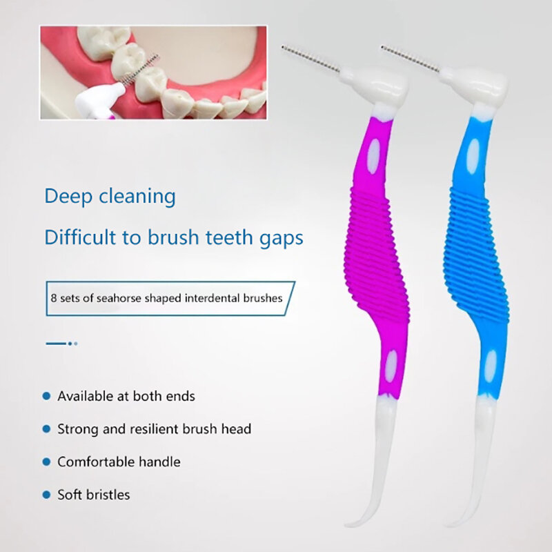 แปรงขัดฟัน8ชิ้น/กล่องไม้ทำความสะอาดฟันแปรงขัดซอกฟันเครื่องมือดูแลสุขภาพช่องปากทำความสะอาดปาก