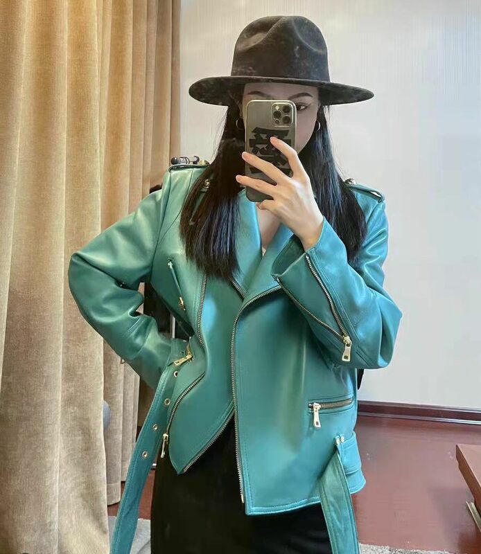 Jaket kulit PU wanita, mantel lengan panjang, fesyen Korea Joker kualitas tinggi musim gugur dan musim dingin baru, 2024