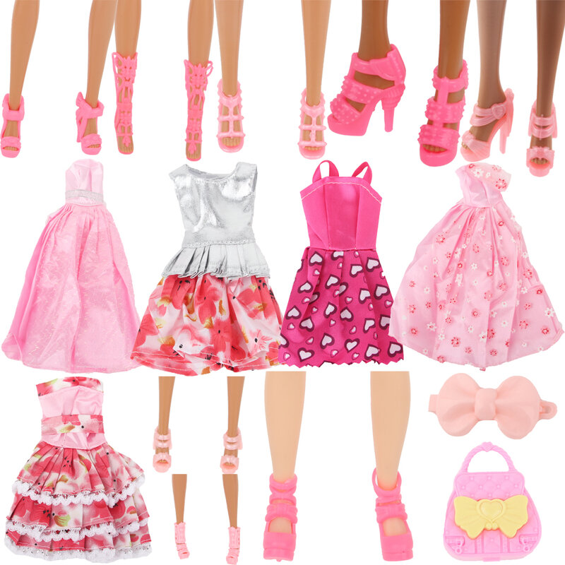 30cm Barbi Boneca Roupas Vestido de Noite & Acessórios Adequado Para 12 "Barbi Boneca Daily Casual Roupas Sapatos Botas Saco Presente da Menina