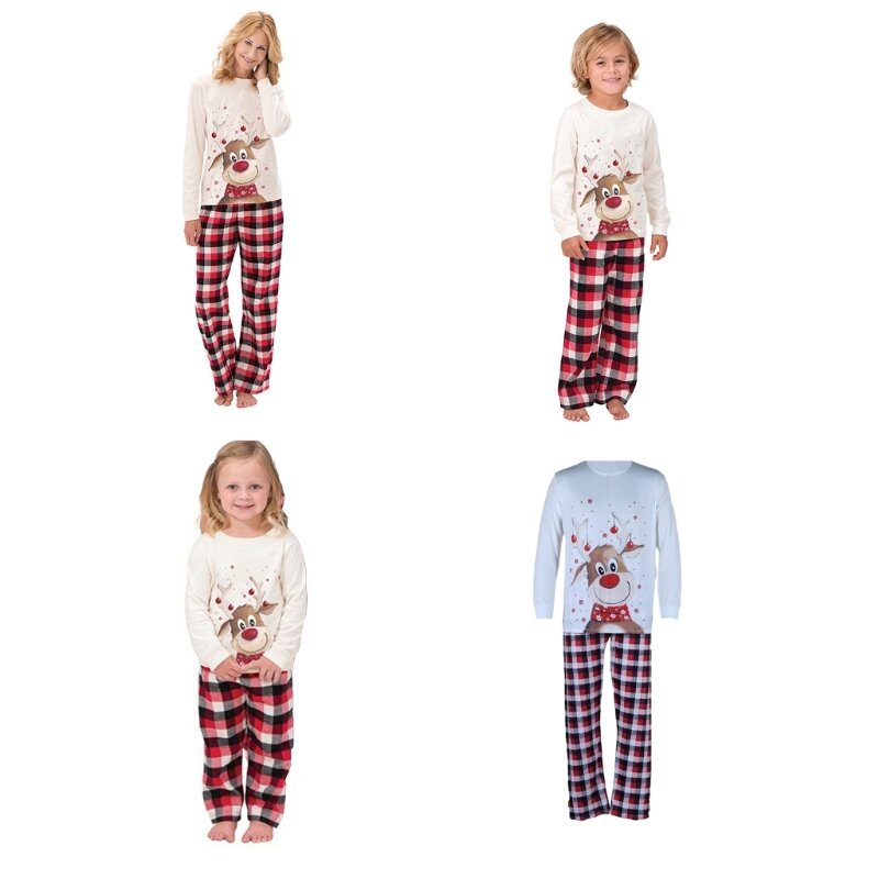 Рождественские одинаковые комплекты для всей семьи, пижамный комплект из 2 предметов для мамы, папы и детей, одежда для сна,