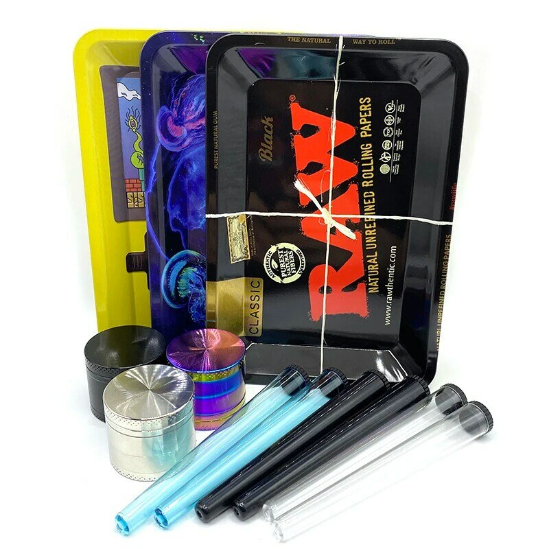Recipiente Plástico Jar Tool Set, Grinder, Tabaco Kit, Metal, Bandeja de rolamento, Erva, Rolling, 115mm, 40mm, 18x12.5cm