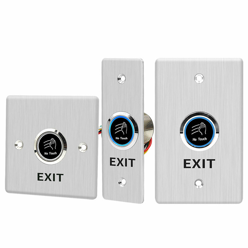 リモート赤外線ドアロックリリーススイッチ,アクセス制御システム用の金属ボタン,タッチ終了なし,屋外および防水