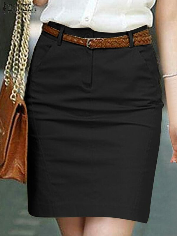 Юбка-карандаш ZANZEA женская с завышенной талией, модная Повседневная мини-юбка в офисном стиле, элегантная однотонная, лето 2024