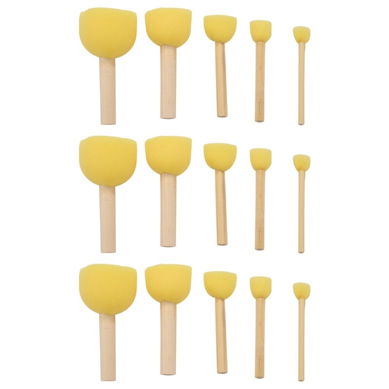 Pack Of 90 Round Foam Sponge Paint Brush Set - Stencil Brush Value Pack - 5 Different Sizes - Great For Kids Arts