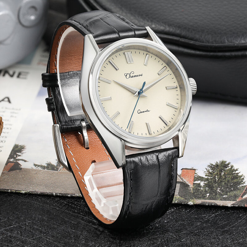 Chameri GS02 쿼츠 시계 VH31 무브먼트, 50m 방수 럭셔리 손목시계, 스테인리스 스틸, 사파이어 크리스탈 유리, 비즈니스 시계