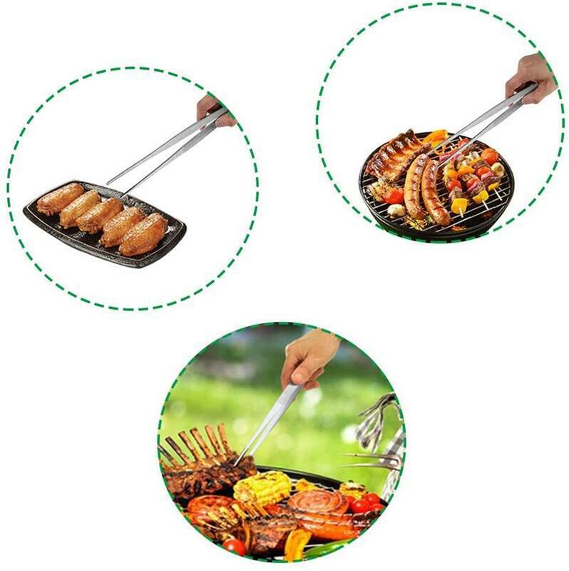 Pęseta zębata ze stali nierdzewnej długi potrawy z grilla szczypce proste pęseta do rzęs do domowego do kuchni na grilla ogrodowego